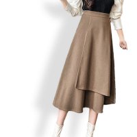 ica/アイカ ica 薄っすら起毛のストレッチフランネル素材で暖かい 無地 ミモレ丈 Aライン ラップスカート/507143706