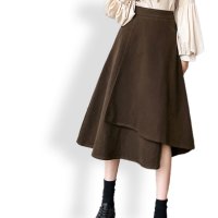 ica/アイカ ica 薄っすら起毛のストレッチフランネル素材で暖かい 無地 ミモレ丈 Aライン ラップスカート/507143706