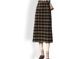 ica/アイカ ica タータンチェック柄 ストレッチ フランネル起毛 ミモレ丈 台形スカート/507143713