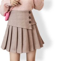 ica/アイカ ica 暖かい 薄っすら起毛 ストレッチフランネル素材 ハイウエスト Aライン プリーツ ショートスカート/507143718