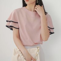 ica/アイカ ica ふんわり薄手シフォン 袖フリル 半袖 プルオーバーブラウス シフォンブラウス/507143771