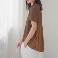 ica/アイカ ica バック プリーツ テールカット デザイン クルーネック 半袖 Aライン Tシャツ チュニック/507143827