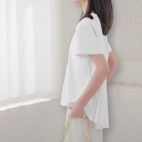 ica/アイカ ica バック プリーツ テールカット デザイン クルーネック 半袖 Aライン Tシャツ チュニック/507143827