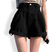 ica/アイカ ica ゆったり Aライン ロールアップ ハイウエスト デニム ショートパンツ/507143839