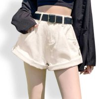 ica/アイカ ica ゆったり Aライン ロールアップ ハイウエスト デニム ショートパンツ/507143839