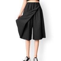 ica/アイカ ica 涼しい サラリとした薄手ストレッチ素材 膝下丈 ラップスカート風 ガウチョパンツ/507143850