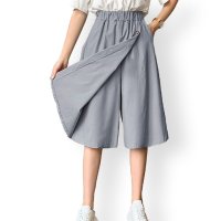 ica/アイカ ica 涼しい サラリとした薄手ストレッチ素材 膝下丈 ラップスカート風 ガウチョパンツ/507143850