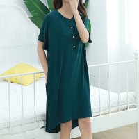 ica/アイカ ica 薄手の柔らかストレッチ素材 ゆったりドルマンデザイン 無地半袖ロング丈Tシャツワンピース マタニティ パジャマ トップス 授乳服/507143914