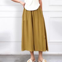 ica/アイカ ica 薄手 サラリ 涼しい 布帛 レーヨン素材 ナチュラル カラー ゆったり ワイド 七分丈 ガウチョパンツ/507143953