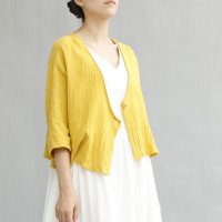 ica/アイカ ica ナチュラルな綿麻素材 七分袖 ショートボレロ カーディガン/507144001
