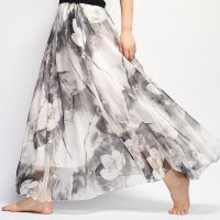 ica/アイカ ica ふんわり柔らかな花柄のシフォン素材 ロング丈フレアスカート/507144019