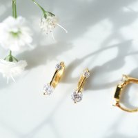 Noelmarket/ノエルマーケット Noelmarket ピアス 金属アレルギー対応 フープピアス ダイヤ 小さめ つけっぱなし 18k シンプル 仕事 結婚式 ピンクゴールド /507144163
