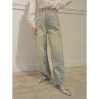 LA POMME petit/ラポミ プチ LA POMME petit Pearl Deco Wide Denim Pants パールデコワイドデニムパンツ/507144238