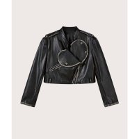 LA POMME petit/ラポミ プチ LA POMME petit Heart Lapel Leather Short Jacket/507144261