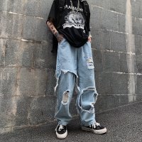 At Marvelous/アットマーベラス At Marvelous ダメージ フェイクレイヤード デニムロングパンツ メンズ ジーンズ Gパン クラッシュ ジーパン ストリートファッシ/507145690