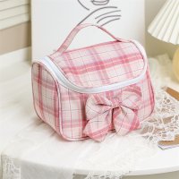 Chime Trip/チャイムトリップ Chime Trip チェック柄 化粧品ポーチ 女性用 旅行 化粧ポーチ かわいい リボン 大容量 トラベルバッグ 小物入れ おしゃれ メイク/507145788