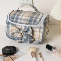 Chime Trip/チャイムトリップ Chime Trip チェック柄 化粧品ポーチ 女性用 旅行 化粧ポーチ かわいい リボン 大容量 トラベルバッグ 小物入れ おしゃれ メイク/507145788