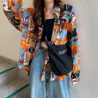Belle Cie/ベルシー Belle Cie レトロ柄ビッグシャツ レディース パネルプリント/507145818