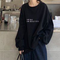 Belle Cie/ベルシー Belle Cie 英字ロゴ プリントスウェット プルオーバー レディース トレーナー シンプル 薄手 インレイ素材 ポリエステル 軽い シンプル 韓/507145896