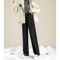 Belle Cie/ベルシー Belle Cie デニム デニムパンツ ロングパンツ ジーパン レディース 裏起毛 裏シャギー ワイドパンツ ストレート バギー ハイウエスト 韓国/507146162