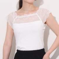 REAL STYLE/リアルスタイル REAL STYLE インナーシャツ レディース レース 接触冷感 吸水 速乾 涼しい ブラ紐隠せる ひんやり 夏 汗 カットソー スクエアネッ/507148989