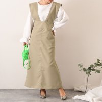 REAL STYLE/リアルスタイル REAL STYLE ジャンパースカート レディース ロング ワンピース ジャンスカ 黒 タイトスカート 薄手 軽い Vネック/507149210