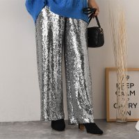 REAL STYLE/リアルスタイル REAL STYLE ワイドパンツ レディース 50代 きれいめ 冬 スパンコール おしゃれ きらきら ダンス 衣装 イベント ストレート カジ/507149223