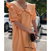REAL STYLE/リアルスタイル REAL STYLE ワンピース レディース 半袖 トップス ロング かわいい おしゃれ 上品 フリル リネン 襟付き ぽわん袖/507149435