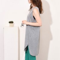 REAL STYLE/リアルスタイル REAL STYLE タンクトップ 綿 付け裾 ノースリーブ ロング丈 チュニック カットソー レイヤード 重ね着 ラウンドヘム/507149487