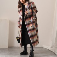 REAL STYLE/リアルスタイル REAL STYLE チェスターコート ロング チェック柄 レディース アウター 上着 ジャケット ウールブレンド おしゃれ かわいい 暖かい /507149550