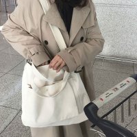 REAL STYLE/リアルスタイル REAL STYLE ショルダーバッグ トートバッグ 帆布 a4 肩掛け ファスナー 大学生 ポケット 無地 韓国ファッション/507149623