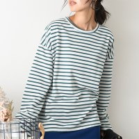 REAL STYLE/リアルスタイル REAL STYLE ボーダー カットソー 長袖 Tシャツ ロンT ワイドスリーブ フレア袖 チュニック 大きめサイズ 春コーデ/507149853