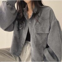 And Kawaii/アンドカワイイ And Kawaii シャツ ゆったり ストライプシャツ ショート丈 長袖 秋冬 韓国ファッション/507150060