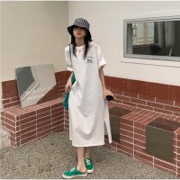 And Kawaii/アンドカワイイ And Kawaii Tシャツワンピース 前後ロゴプリント ミモレワンピ 半袖 カジュアル シンプル 夏 韓国/507150119