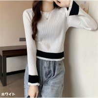 And Kawaii/アンドカワイイ And Kawaii ニット ショート丈 長袖ニットセータートップス 秋冬 長袖ニット 韓国ファッション レディース/507150123