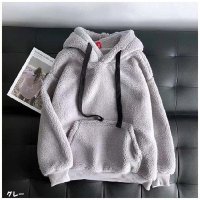 And Kawaii/アンドカワイイ And Kawaii 裏起毛パーカー ボア長袖パーカー 韓国風シンプル フード付き ゆったりトップス/507150125