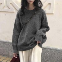 And Kawaii/アンドカワイイ And Kawaii ニット 長袖ニットソー トップス 無地 秋冬 ゆったり クルーネック 秋 冬/507150193
