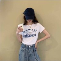 And Kawaii/アンドカワイイ And Kawaii Tシャツ 半袖 ショート丈 ロゴプリント ショート丈Tシャツ レディース 夏 韓国ファッション/507150215