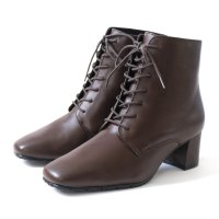 pointer/【本革】 レースアップショートブーツ ブーツ 革 6cmヒール レディース 歩きやすい 革ブーツ 黒 PO5753/507150857