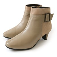 pointer/【本革】ショートブーツ ブーツ 革 6cmヒール レディース 歩きやすい 革ブーツ 黒/507150900