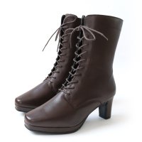 pointer/【本革】レースアップショートブーツ ブーツ 革 6cmヒール レディース 歩きやすい 革ブーツ 黒/507150913