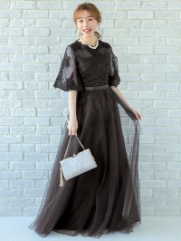 Retica/レティカ Retica パーティードレス シースルーレース五分袖重ねシフォンロングドレス ワンピース 結婚式 ドレス 大きいサイズ 20代 30代 40代/507151780