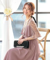 Retica/レティカ Retica パーティードレス フレアレーススリーブ胸元フリルフレアシフォンロングドレス ワンピース 結婚式 ドレス 大きいサイズ 20代 30代 4/507151787