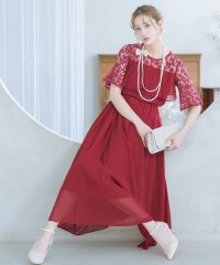 Retica/レティカ Retica パーティードレス フレアレーススリーブ胸元フリルフレアシフォンロングドレス ワンピース 結婚式 ドレス 大きいサイズ 20代 30代 4/507151787