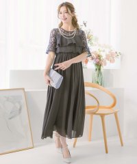 Retica/レティカ Retica パーティードレス フレアレーススリーブ胸元フリルフレアシフォンロングドレス ワンピース 結婚式 ドレス 大きいサイズ 20代 30代 4/507151787