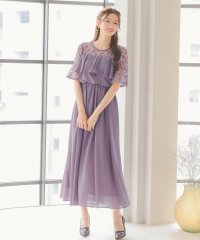 Retica/レティカ Retica パーティードレス フレアレーススリーブ胸元フリルフレアシフォンロングドレス ワンピース 結婚式 ドレス 大きいサイズ 20代 30代 4/507151787
