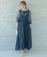 Retica/レティカ Retica ドット柄七分袖シフォンスカートでロング丈パーティードレス 大きいサイズ/507151797