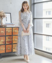 Retica/レティカ Retica シースルー七分袖花柄刺繍ロングパーティードレス 大きいサイズ/507151801