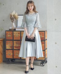 Retica/レティカ Retica 花柄刺繍レースベルスリーブサテンスカートパーティードレス 大きいサイズ/507151812