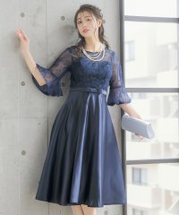 Retica/レティカ Retica 花柄刺繍レースベルスリーブサテンスカートパーティードレス 大きいサイズ/507151812